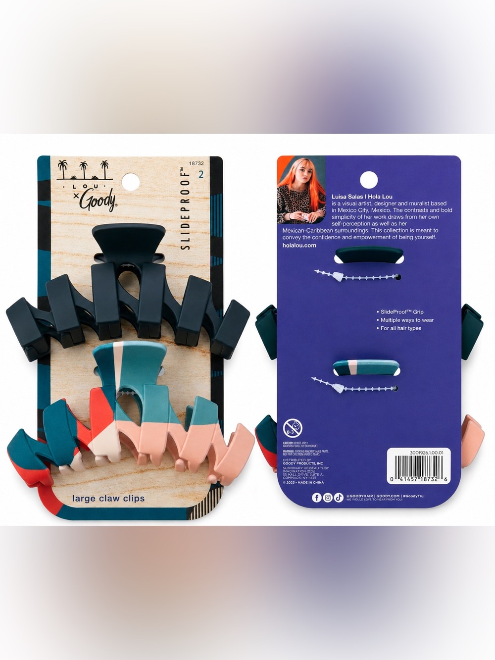 🏝️ 🫶🏼 Goody Tru x Hola Lou Large SlideProof Claw Clips | 2 Ct | NWT 💙✨